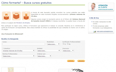 Buscador de cursos gratuitos de la Fundación Estatal para la Formación en el Empleo
